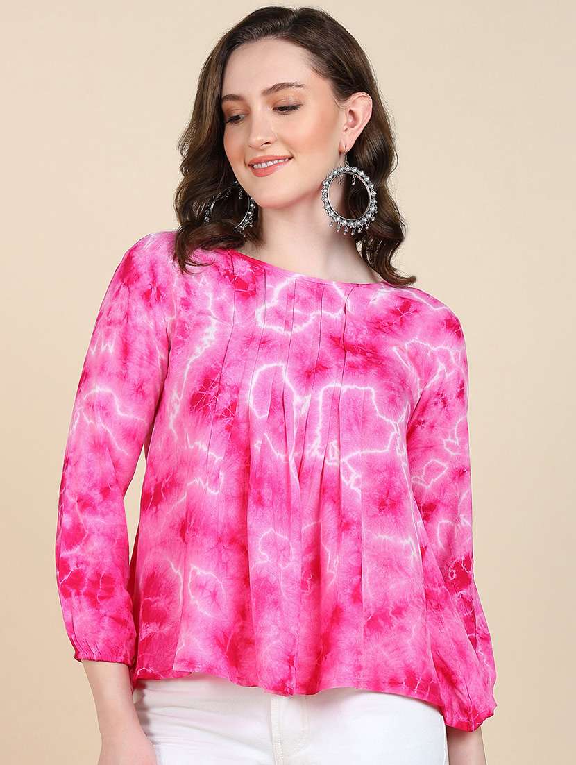 women tie & dye rayon v-neck top