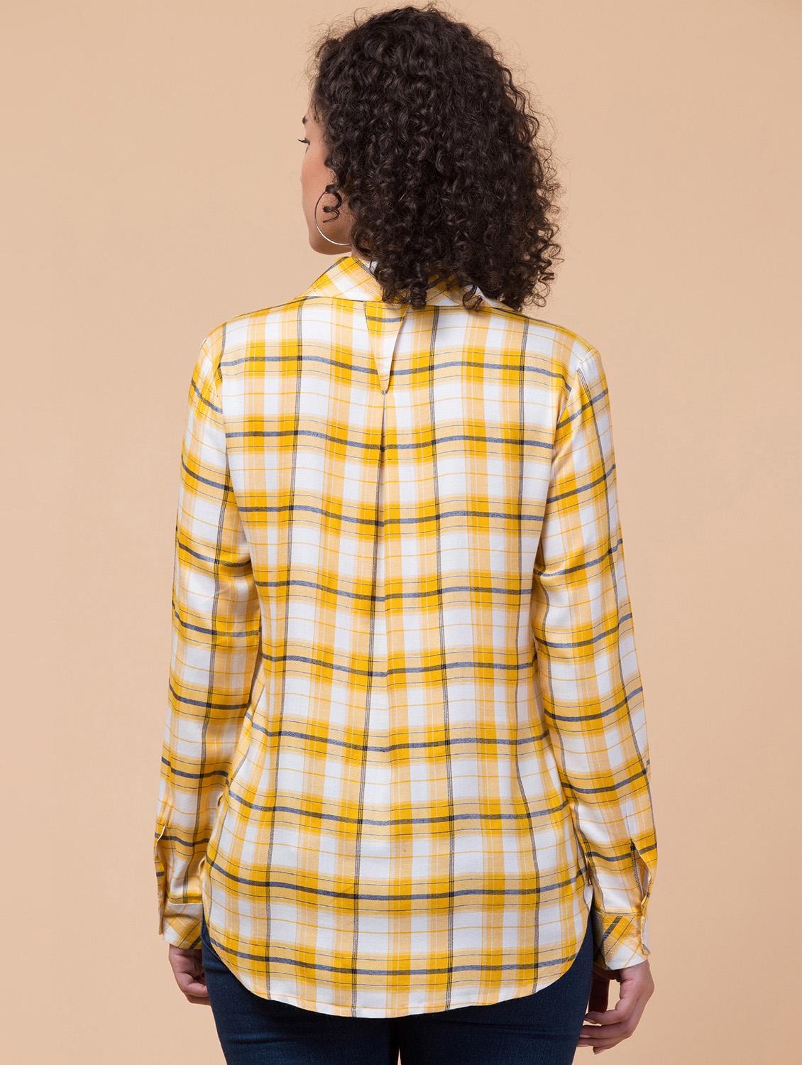 women shirt collar plaid regular shirt - 21032352 -  Standard Image - 1