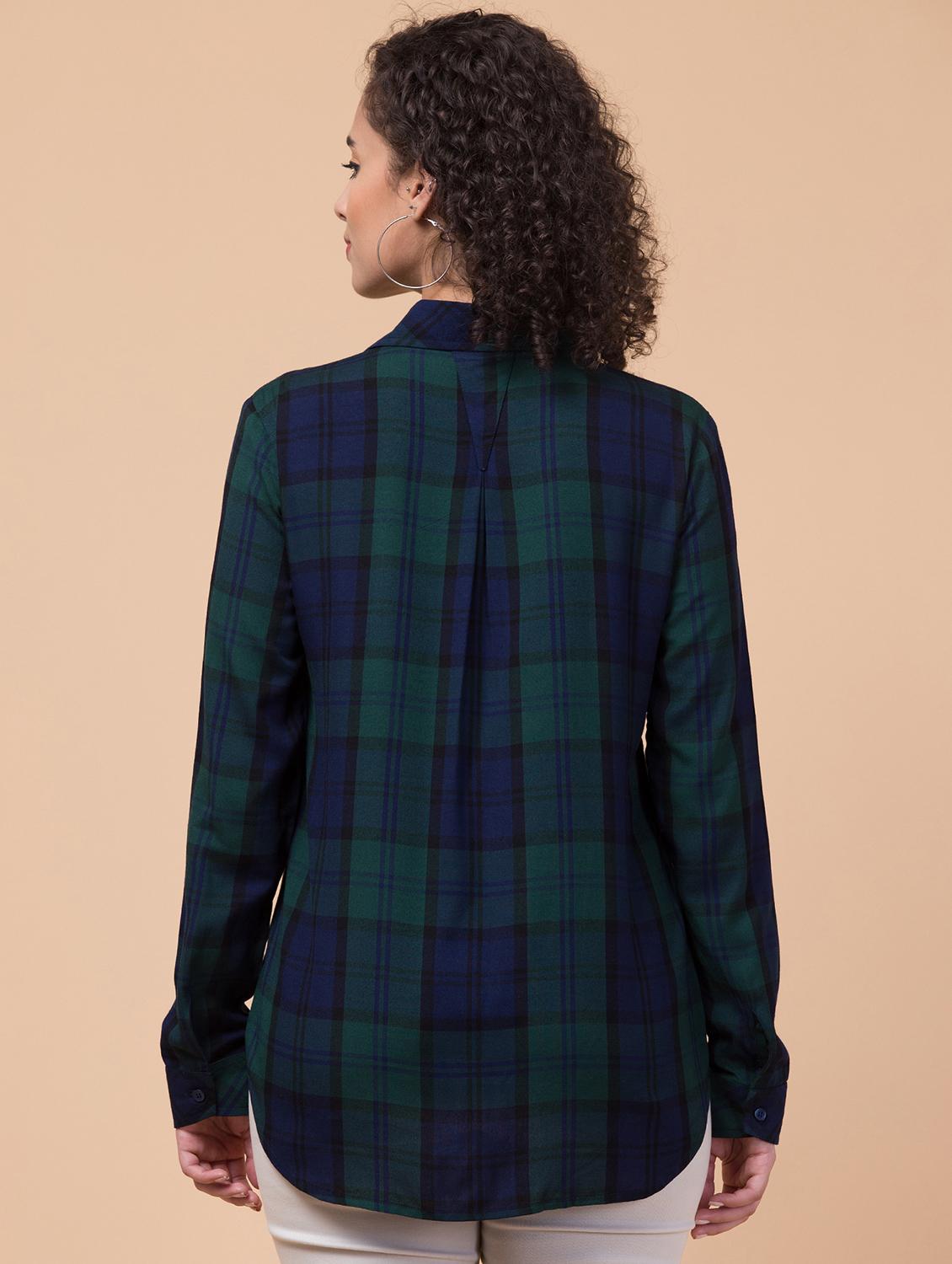 women shirt collar plaid regular shirt - 21032392 -  Standard Image - 1