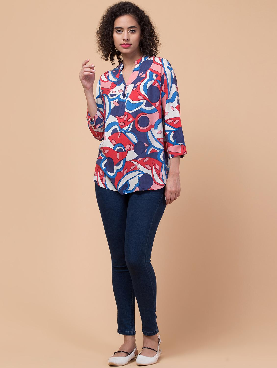 women multicolored printed shirt top - 21032530 - Standard Image - 4