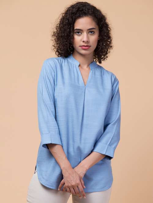 blue rayon shirt top - 21032531 -  Standard Image - 0