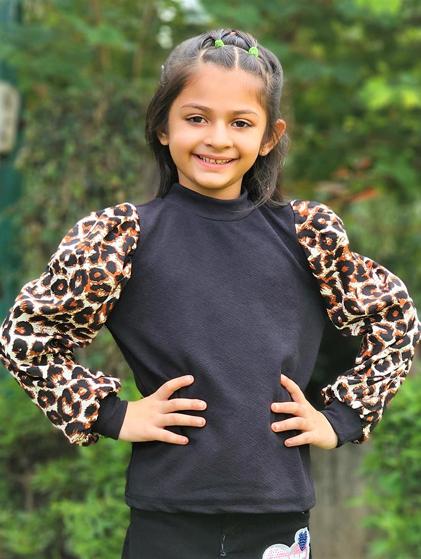girls high neck puff sleeve top - 21033452 - Zoom Image - 0