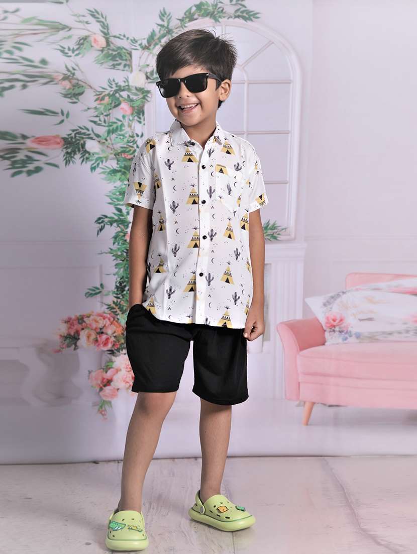 boys printed shorts & shirt set 