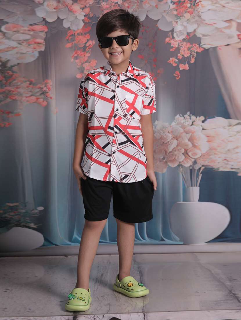 boys printed shorts & shirt set 