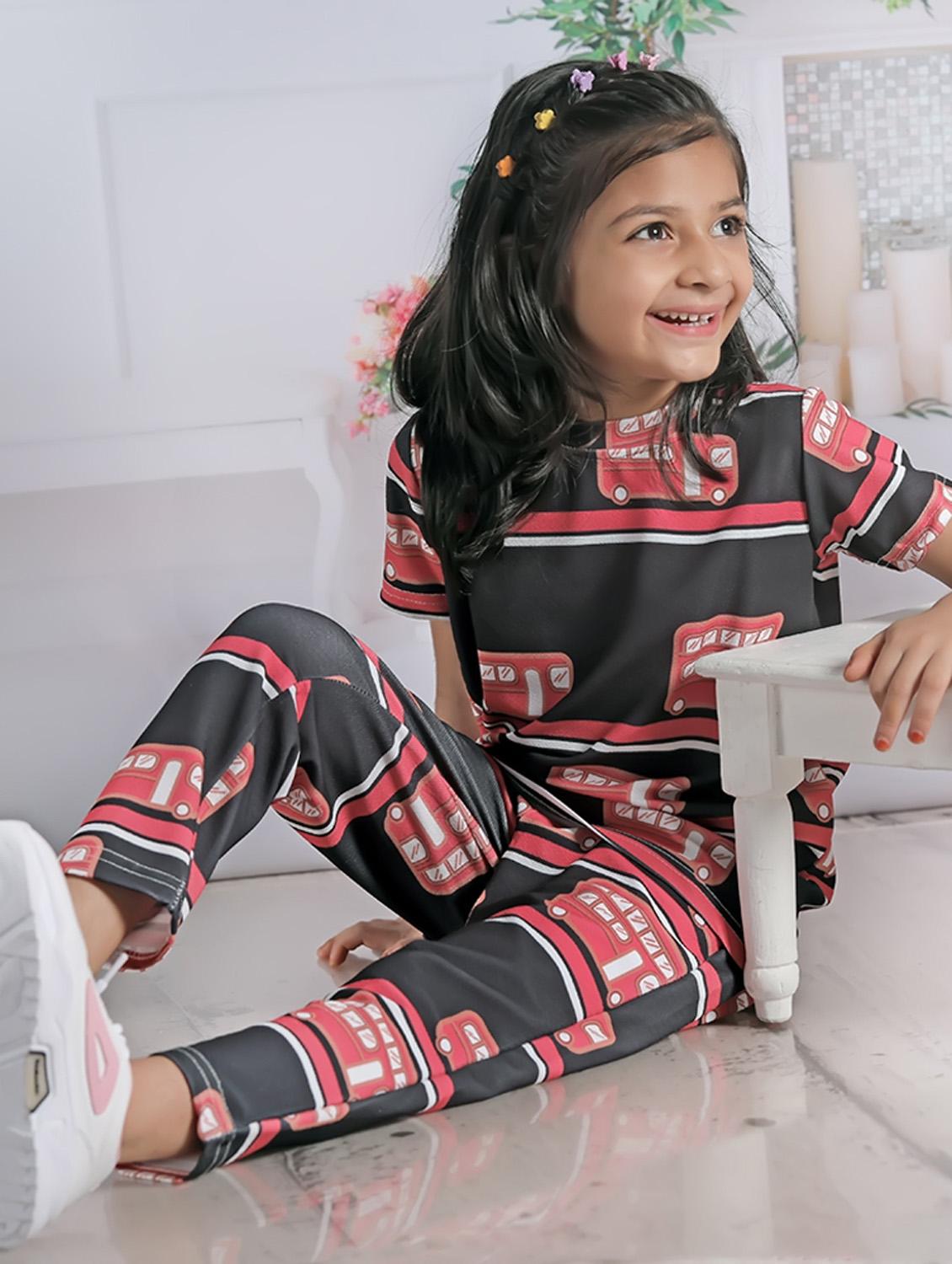 girls printed t-shirt and pajama set - 21033519 -  Standard Image - 1