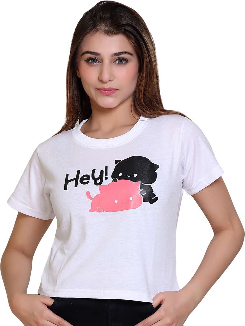 women round neck front print t-shirt