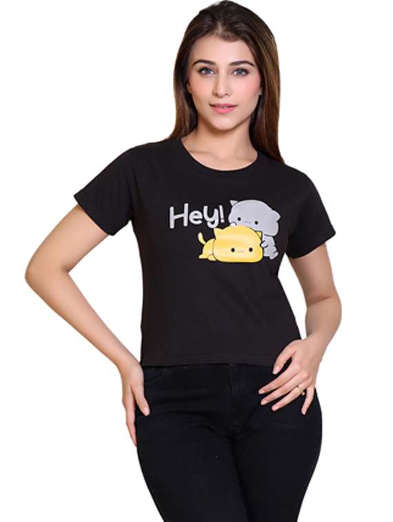 women round neck front print t-shirt