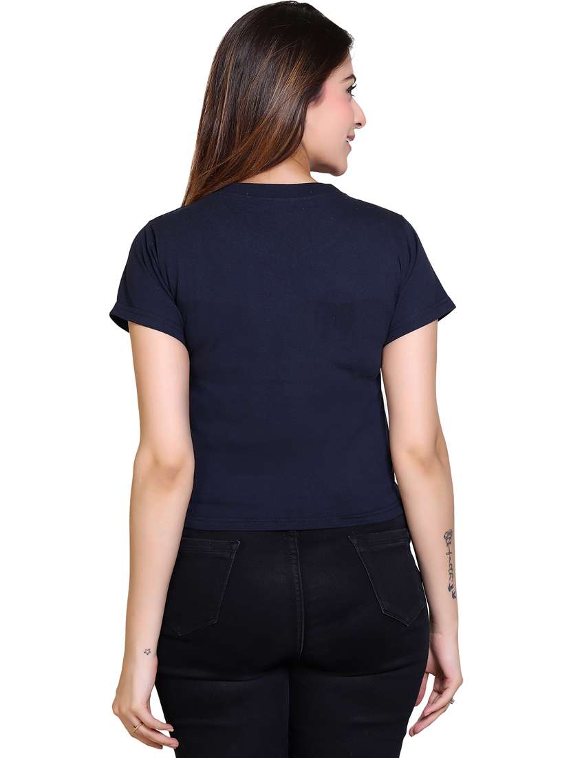 women round neck chest print t-shirt - 21033649 -  Standard Image - 1