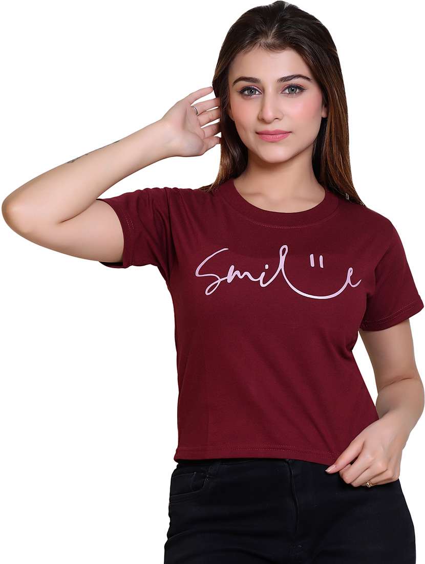 women round neck front print t-shirt