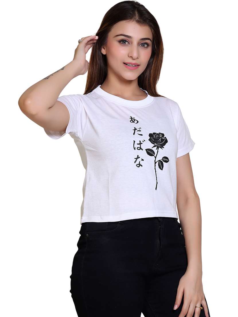 women round neck front print t-shirt - 21033652 -  Standard Image - 1