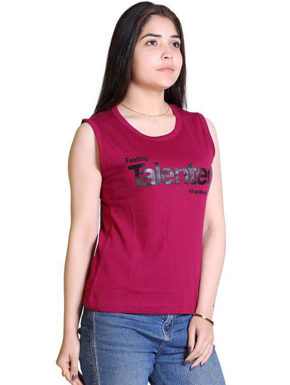 women chest print cotton t-shirt - 21033678 -  Standard Image - 1