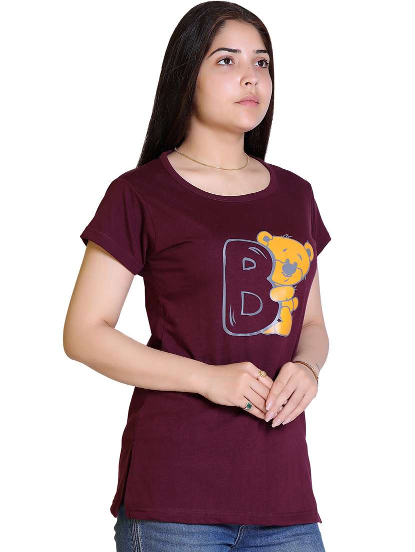 women front print cotton t-shirt - 21033706 -  Standard Image - 1