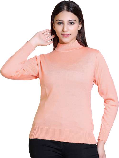 peach solid wool pullover - 21033745 - Standard Image - 0