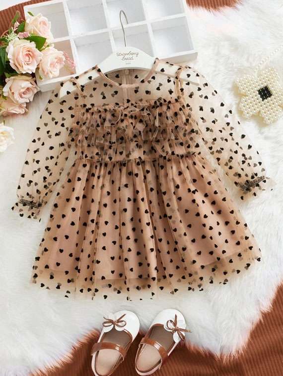 brown round neck frock