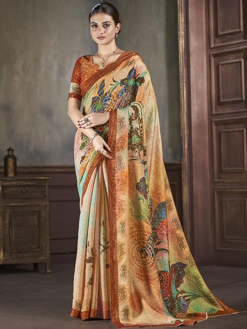 women multi color printed saree with blouse - 21033970 - Standard Image - 0