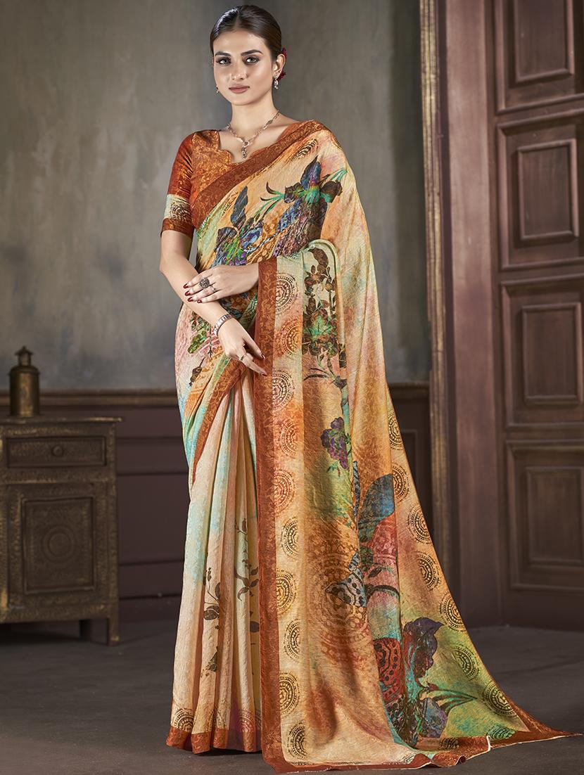 women multi color printed saree with blouse - 21033970 - Zoom Image - 0