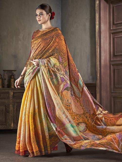 women multi color printed saree with blouse - 21033972 -  Standard Image - 0