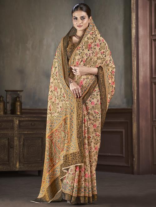 women floral printed saree with blouse - 21033973 -  Standard Image - 0