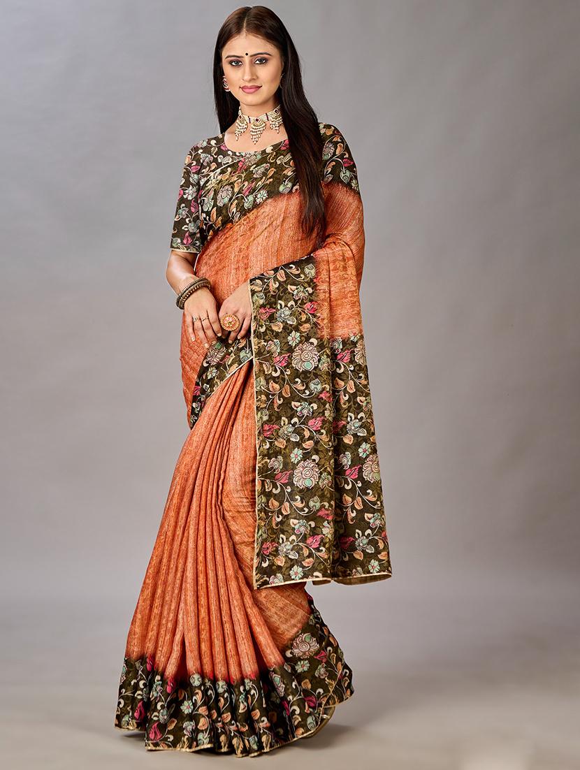 women floral printed bordered saree with blouse - 21033983 - Zoom Image - 0