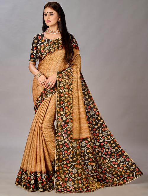 women floral printed bordered saree with blouse - 21033986 -  Standard Image - 0