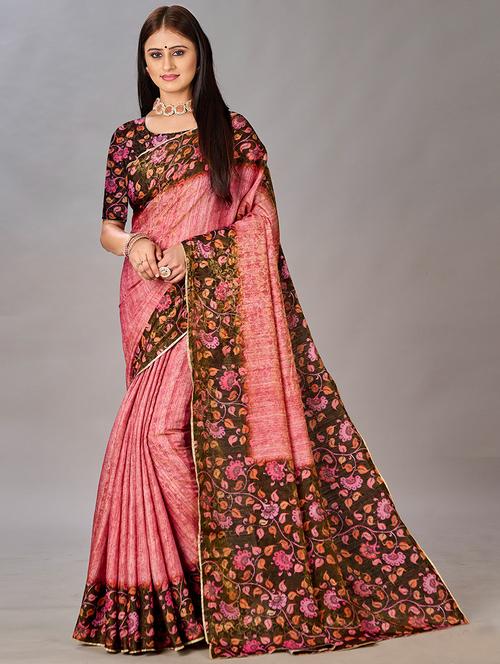 women floral printed bordered saree with blouse - 21033991 - Standard Image - 0