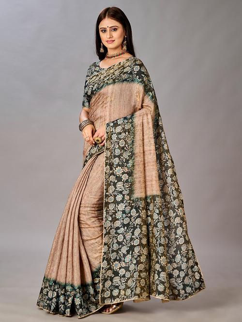women floral printed bordered saree with blouse - 21033993 -  Standard Image - 0
