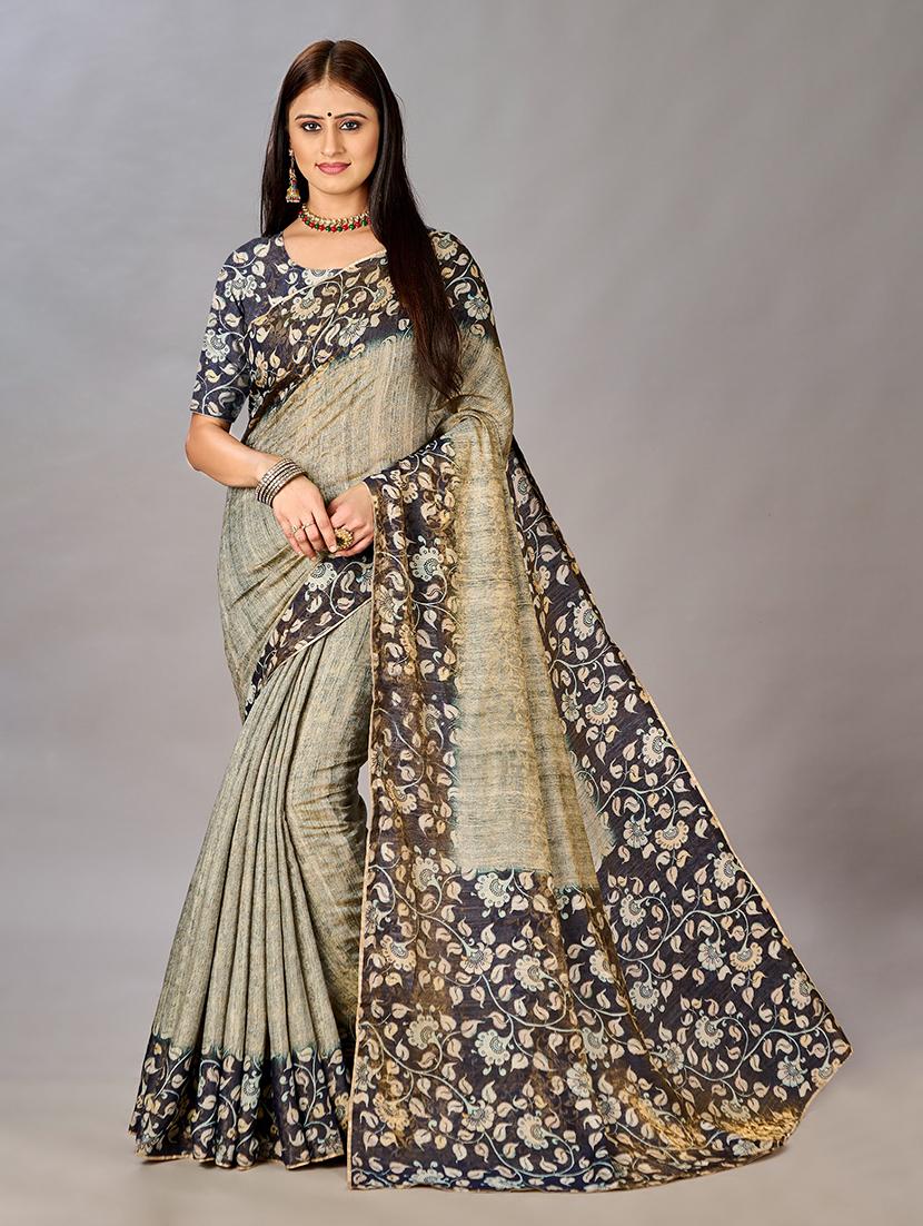 women floral printed bordered saree with blouse - 21034000 -  Zoom Image - 0