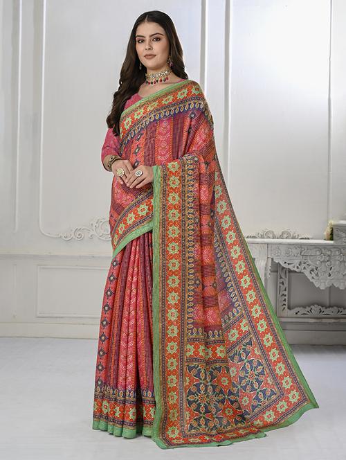 women multi color printed saree with blouse - 21034008 - Standard Image - 0