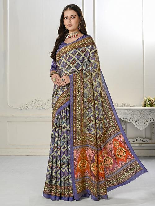 women multi color printed saree with blouse - 21034012 -  Standard Image - 0
