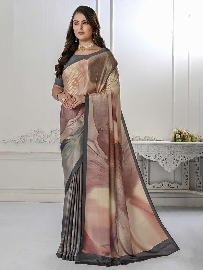 women multi color printed saree with blouse