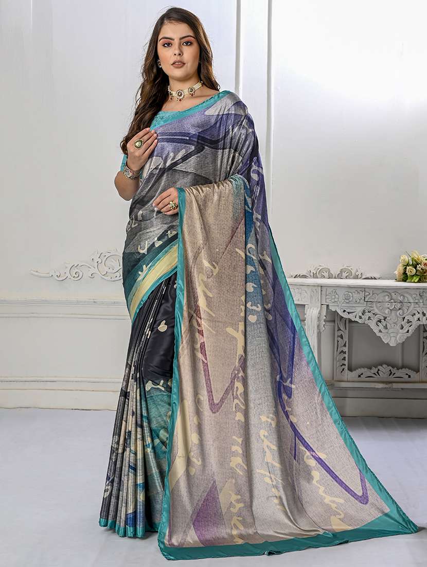 women multi color printed saree with blouse