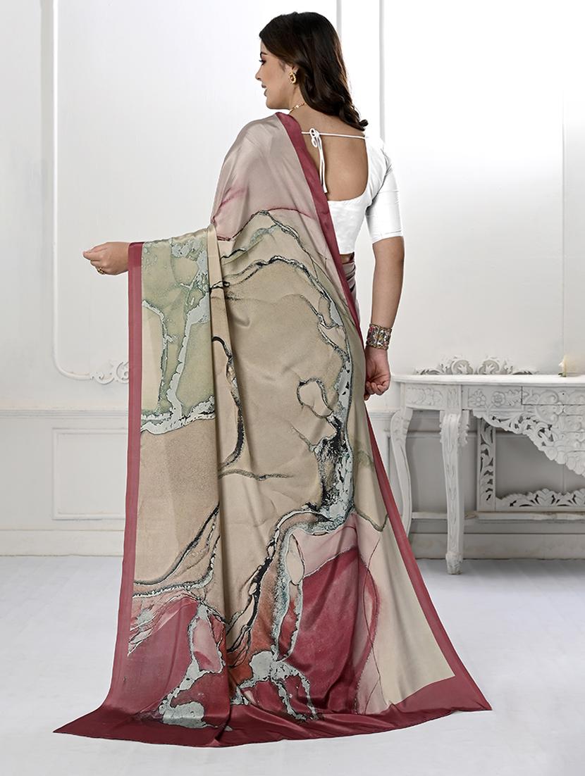 women beige printed saree with blouse - 21034030 - Standard Image - 1