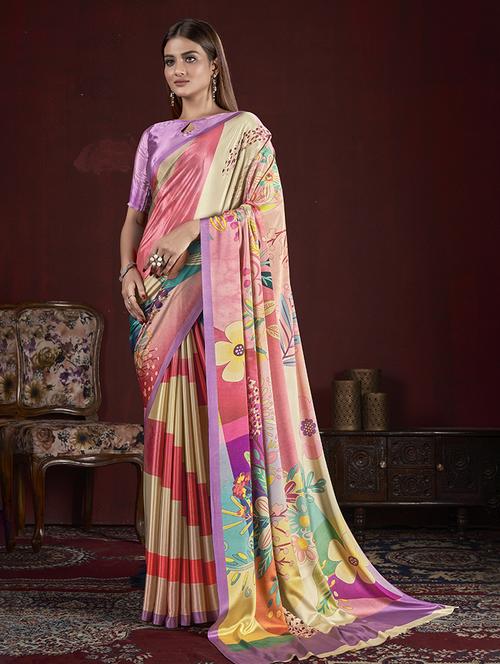 women multi color printed saree with blouse - 21034039 -  Standard Image - 0