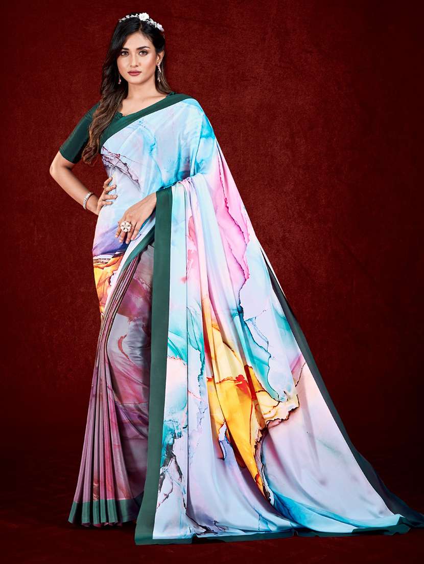 women multi color printed saree with blouse