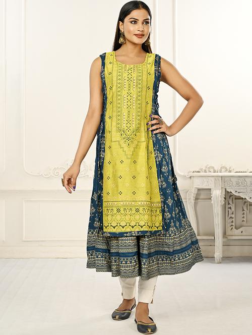 women round neck sleeveless layered kurta - 21034123 - Standard Image - 0