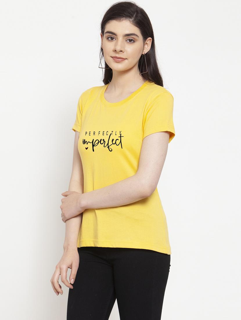 women round neck chest print t-shirt - 21034262 - Standard Image - 1