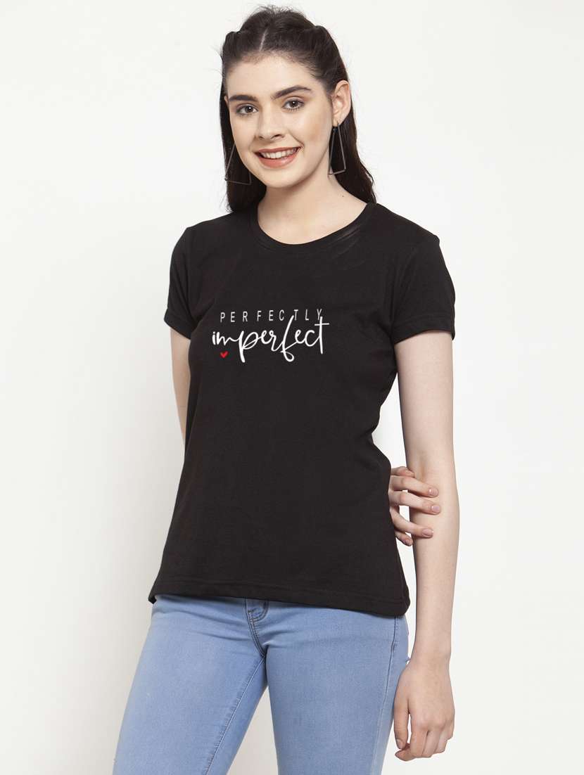 women round neck chest print t-shirt - 21034269 -  Standard Image - 1