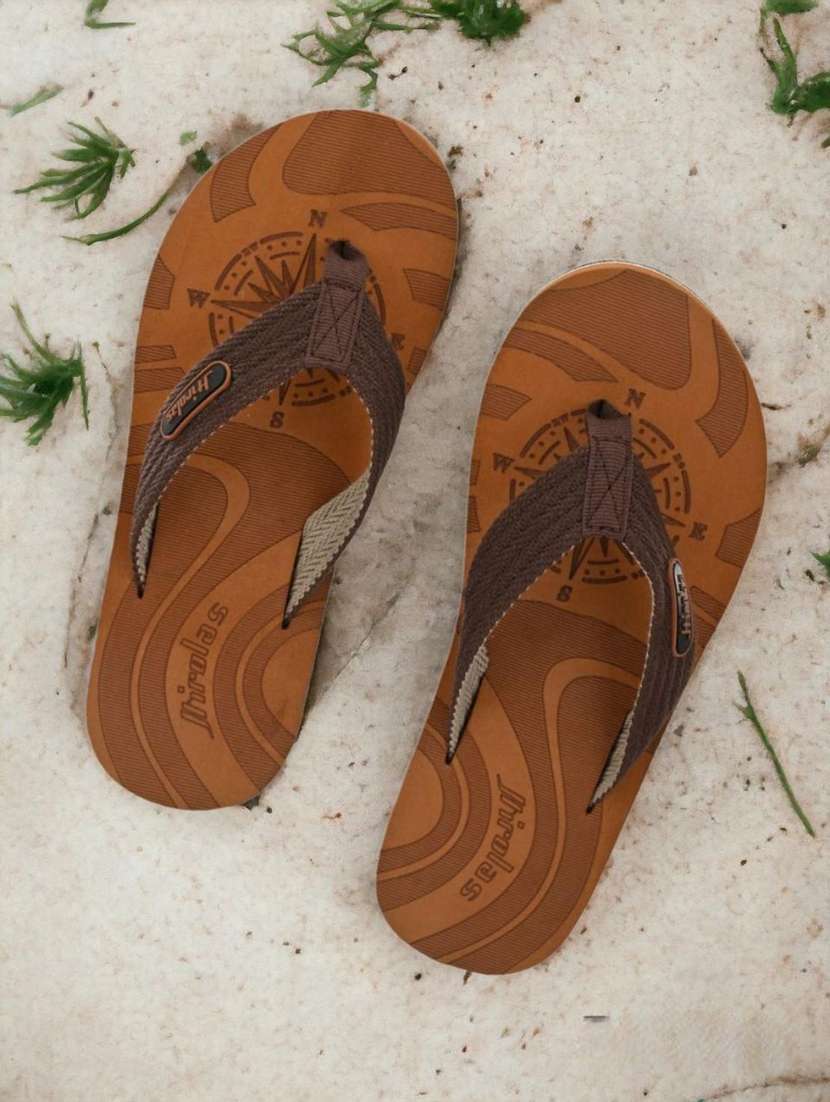 men's fabrication brown anti-sweat flip-flops