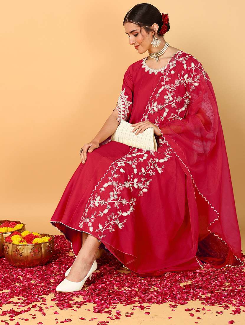 women pink kurta palazzo set with dupatta - 21034506 - Standard Image - 1