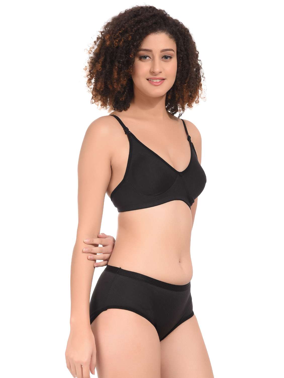 women solid hosiery bras and panty set - 21034513 -  Standard Image - 1