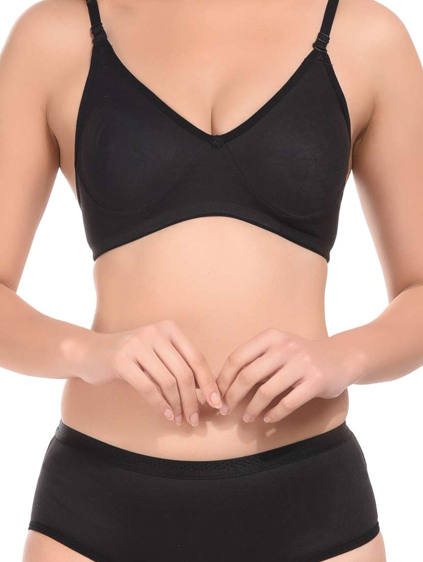 women solid hosiery bras and panty set - 21034513 -  Standard Image - 4