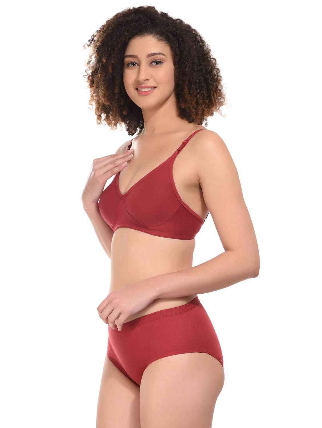 women solid hosiery bras and panty set - 21034516 -  Standard Image - 1