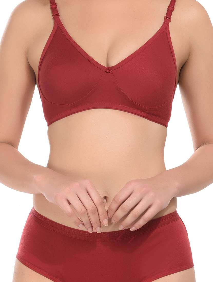 women solid hosiery bras and panty set - 21034516 -  Standard Image - 4
