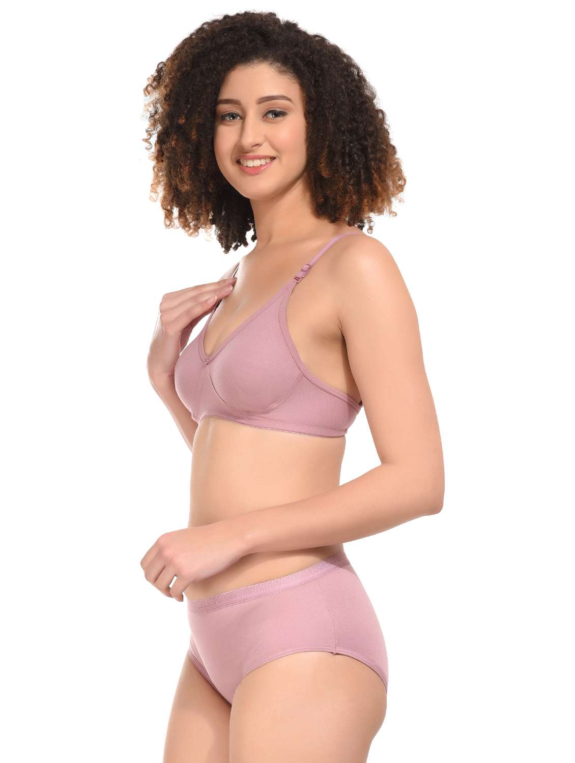 women solid hosiery bras and panty set - 21034518 -  Standard Image - 1