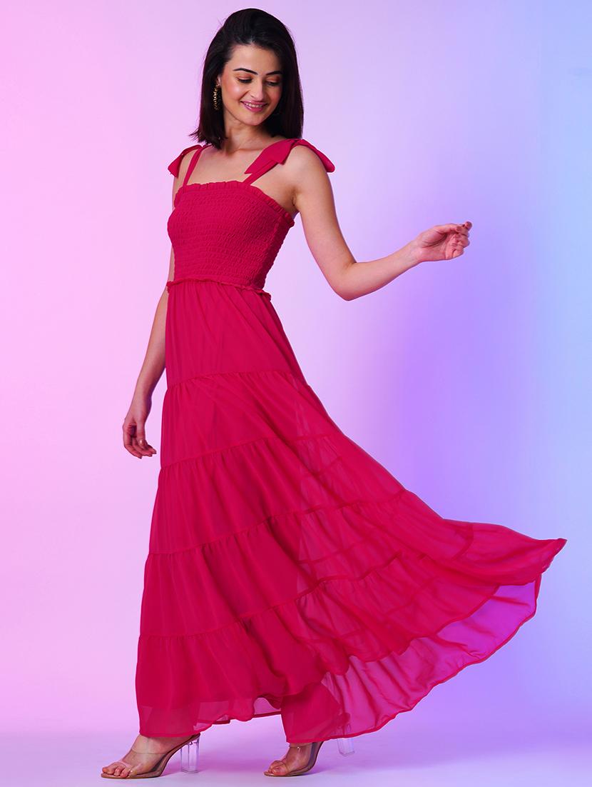 pink georgette tiered dress  - 21034539 -  Standard Image - 1