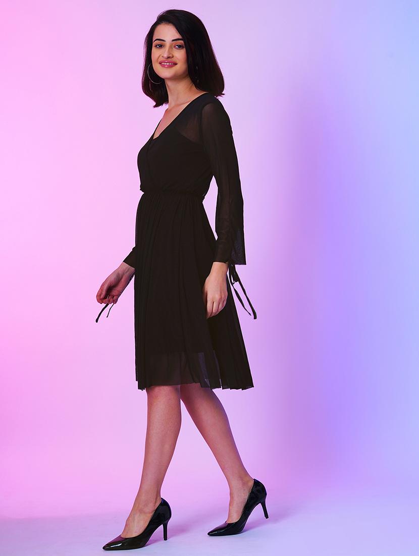 black net fit & flare dress - 21034547 -  Standard Image - 1