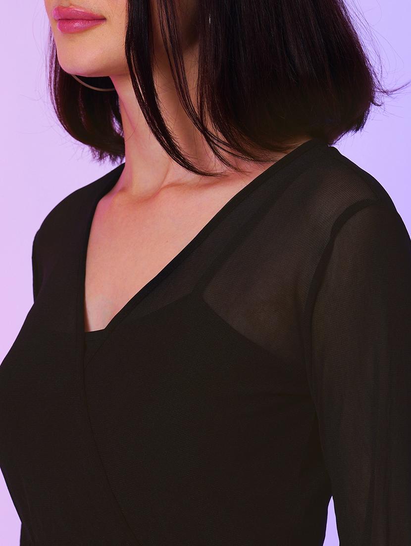 black net fit & flare dress - 21034547 - Standard Image - 4