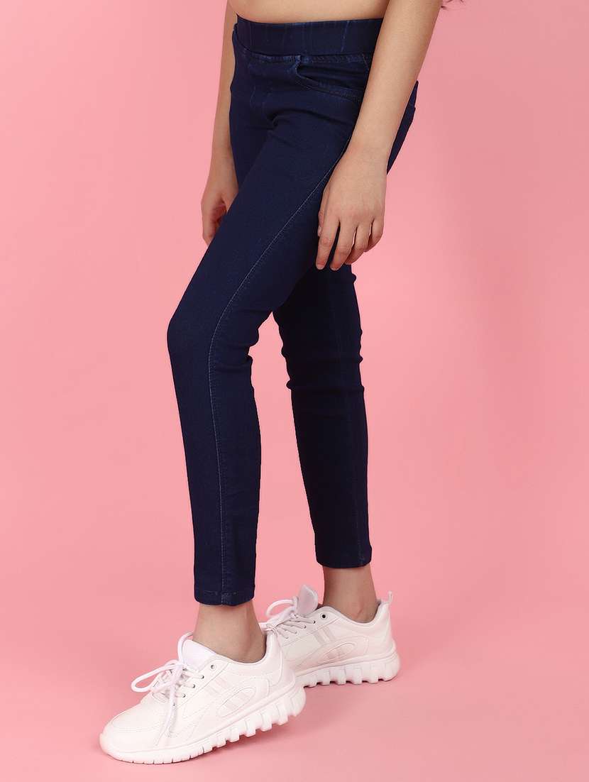 navy blue solid cotton jegging - 21034713 -  Standard Image - 1