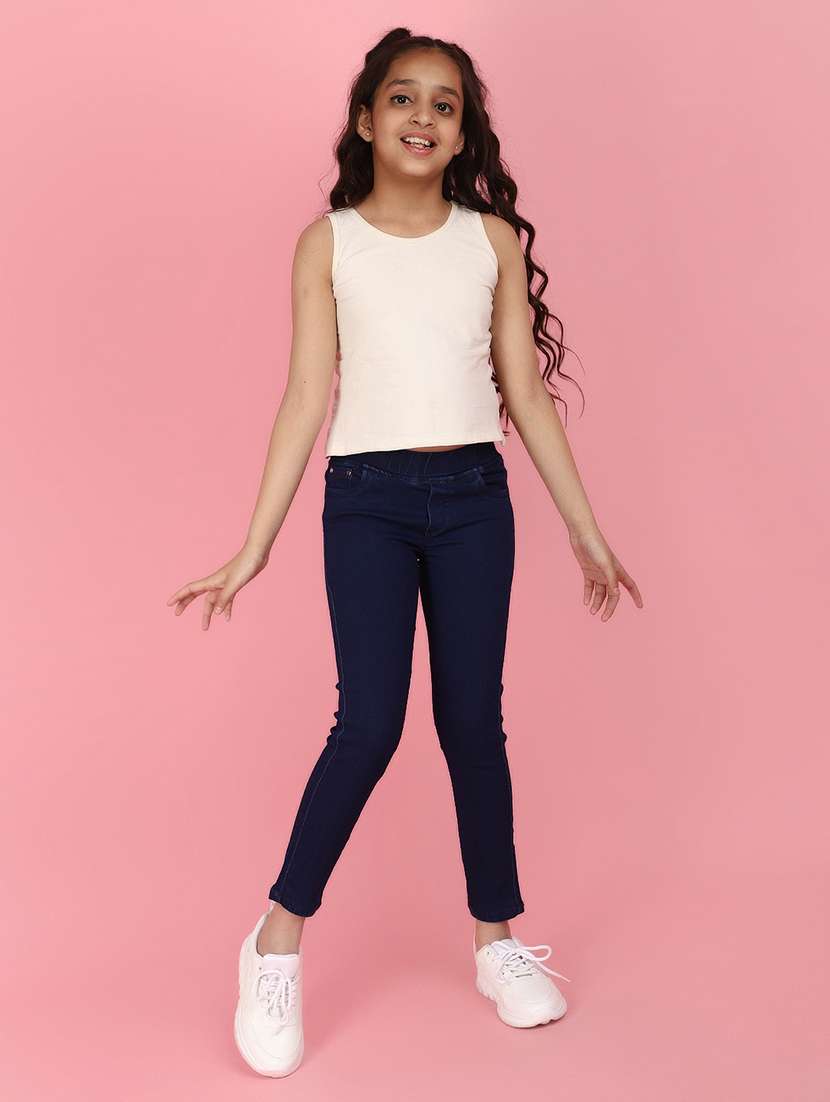 navy blue solid cotton jegging - 21034713 -  Standard Image - 4