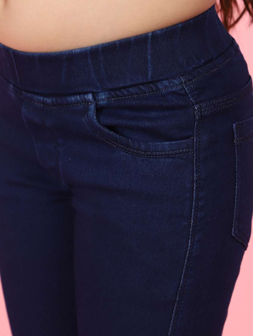 navy blue solid cotton jegging - 21034713 -  Standard Image - 6